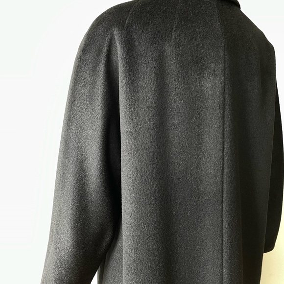 Vintage Seymour Fox Black Wool & Cashmere Bow Accent Button Coat - Picture 5 of 16